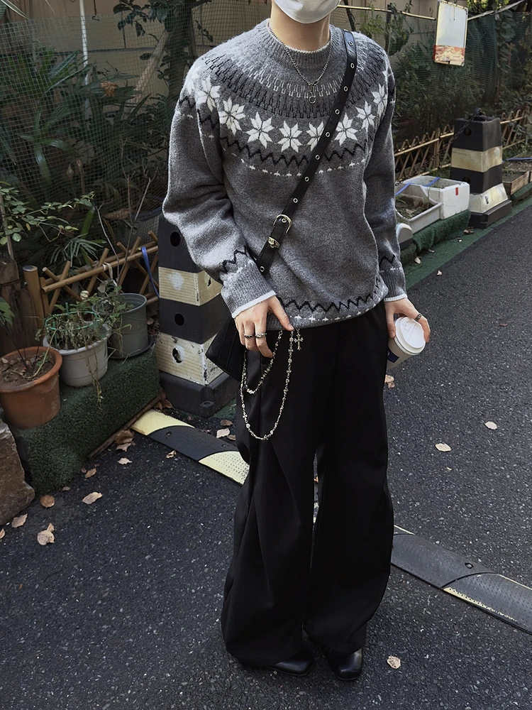 

Свитер свободного кроя с эффектом двухслойности, круглым вырезом и вышивкой для мужчин и женщин, осенне-зимний, комфортный, повседневный, верхняя одежда.