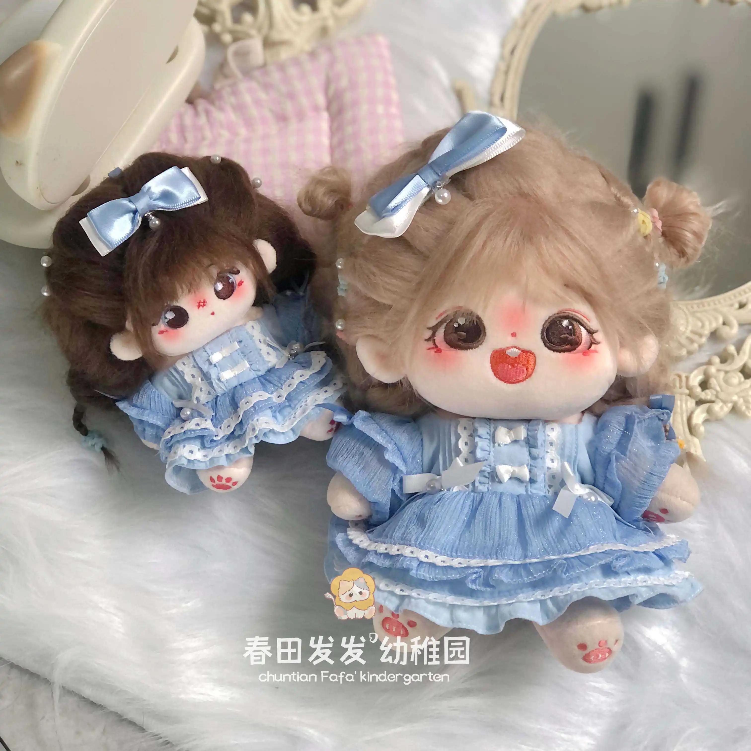 Sweet Girl Blue Bowknot Princess Dress Dress Up Clothing Suit No Attribute 10/20cm Clothes Outfit Cosplay Xmas Gift