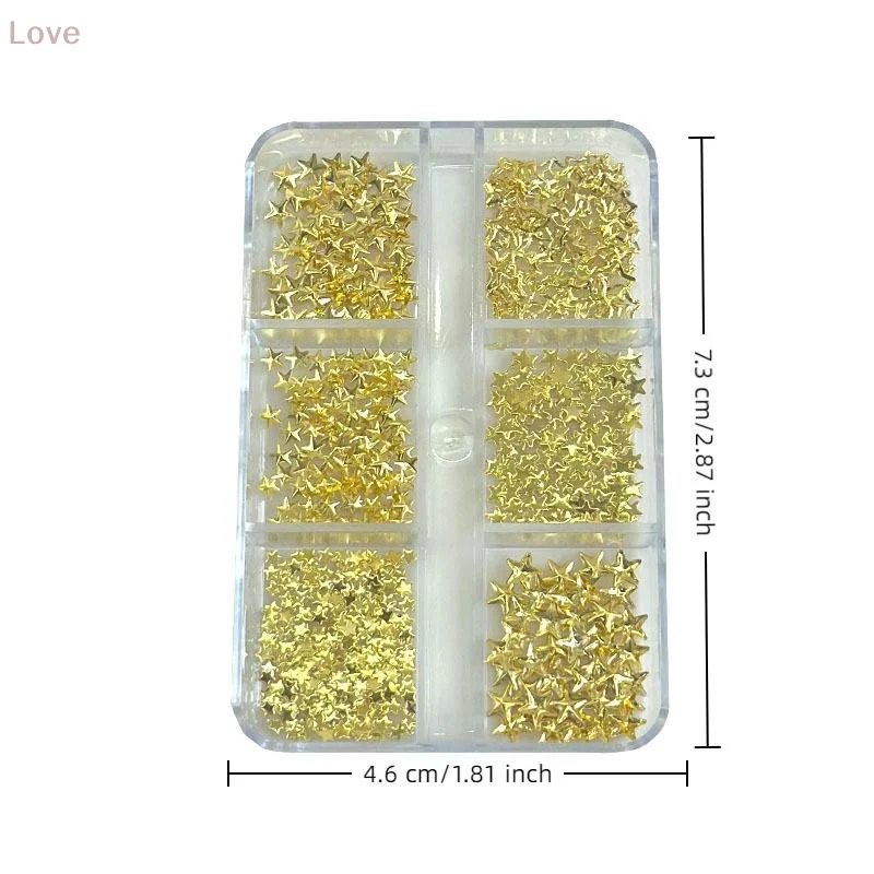 6 Siatek Metalicznych Złotych Srebrnych Ozdób do Paznokci, Cyrkonie w Kształcie Pentagramów, Nitki Dekoracyjne, Zawieszki do Manicure, Płaskie Ozdoby do Paznokci, Akcesoria do Paznokci, Elementy do Paznokci