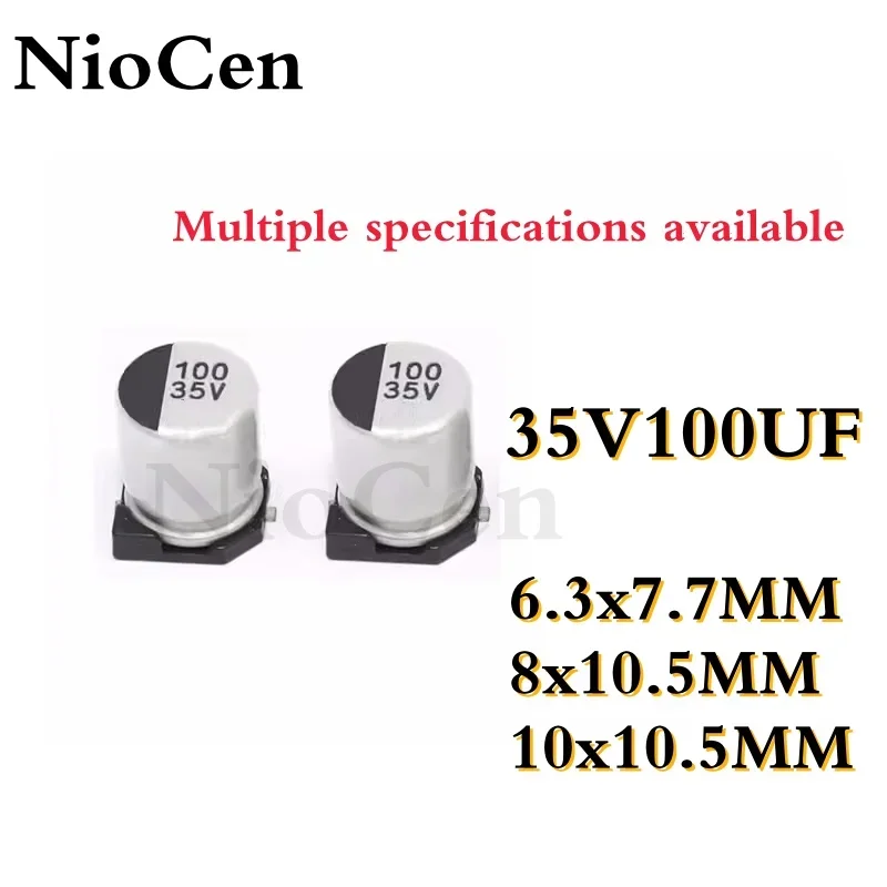 （10pcs） 35V100UF Aluminum Electrolytic Capacitor SMD High-quality Good Quality Patch 100uf 35v Size：6.3x7.7 8x10.5 10x10.5