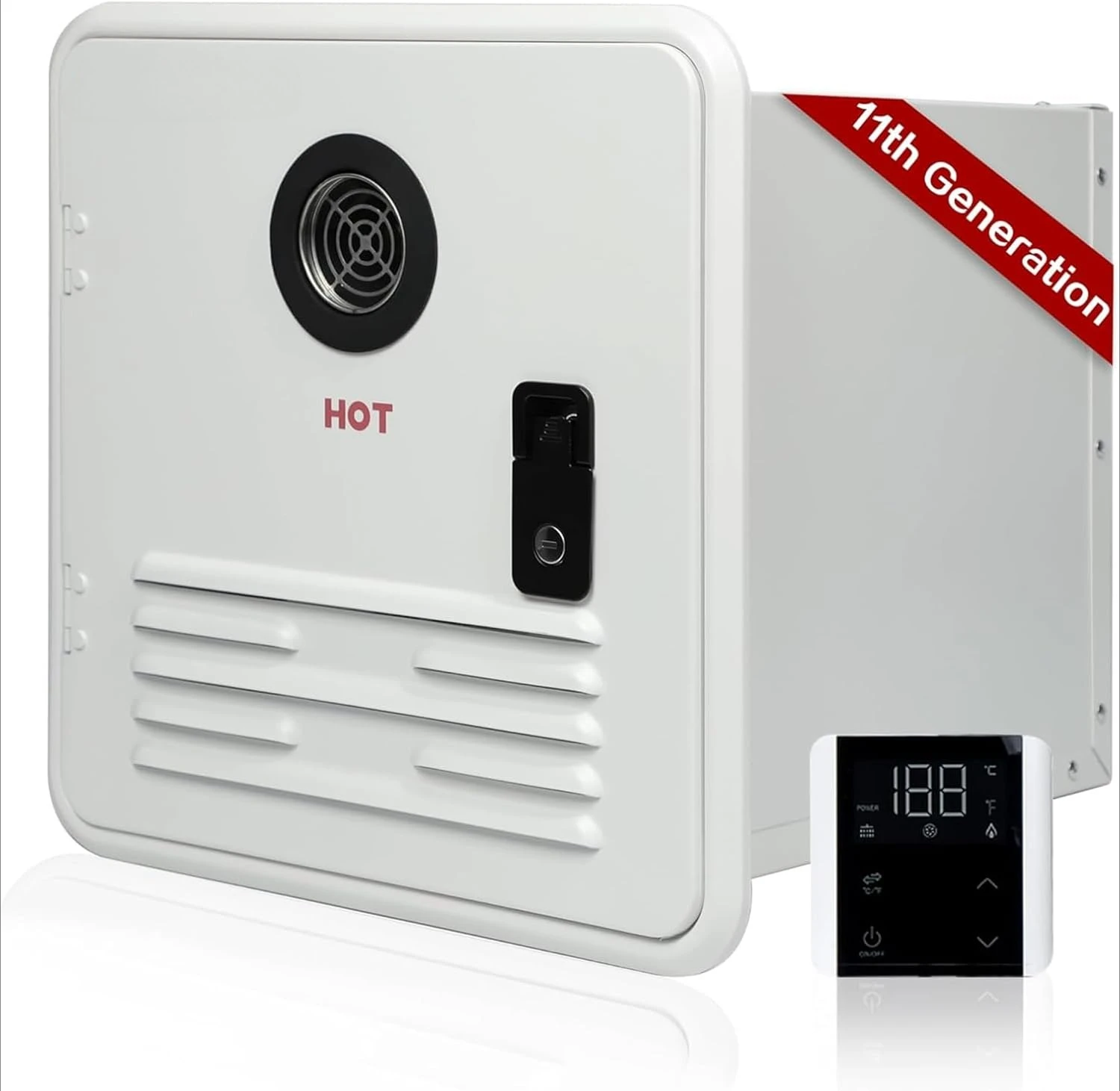 

RV Water Heater 65000 BTU 12v DC, High Altitude Available RV Instant Propane Hot Water Heater With Showerhead (White)