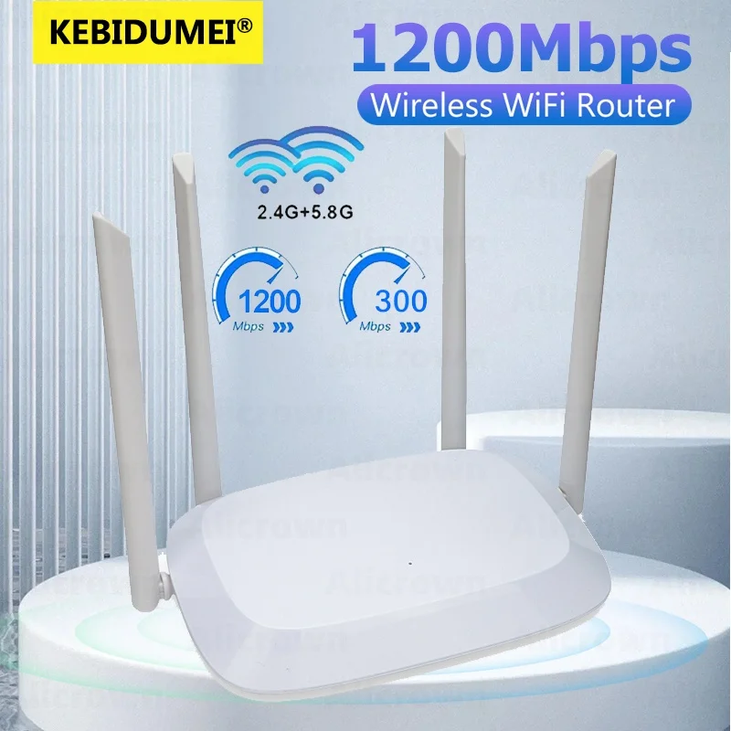 Enrutador inalámbrico de doble banda de 1200M, repetidor Wifi, amplificador extensor de señal WiFi 2,4G 5G con antenas de refuerzo de 4*5dBi, extensor Wi-Fi