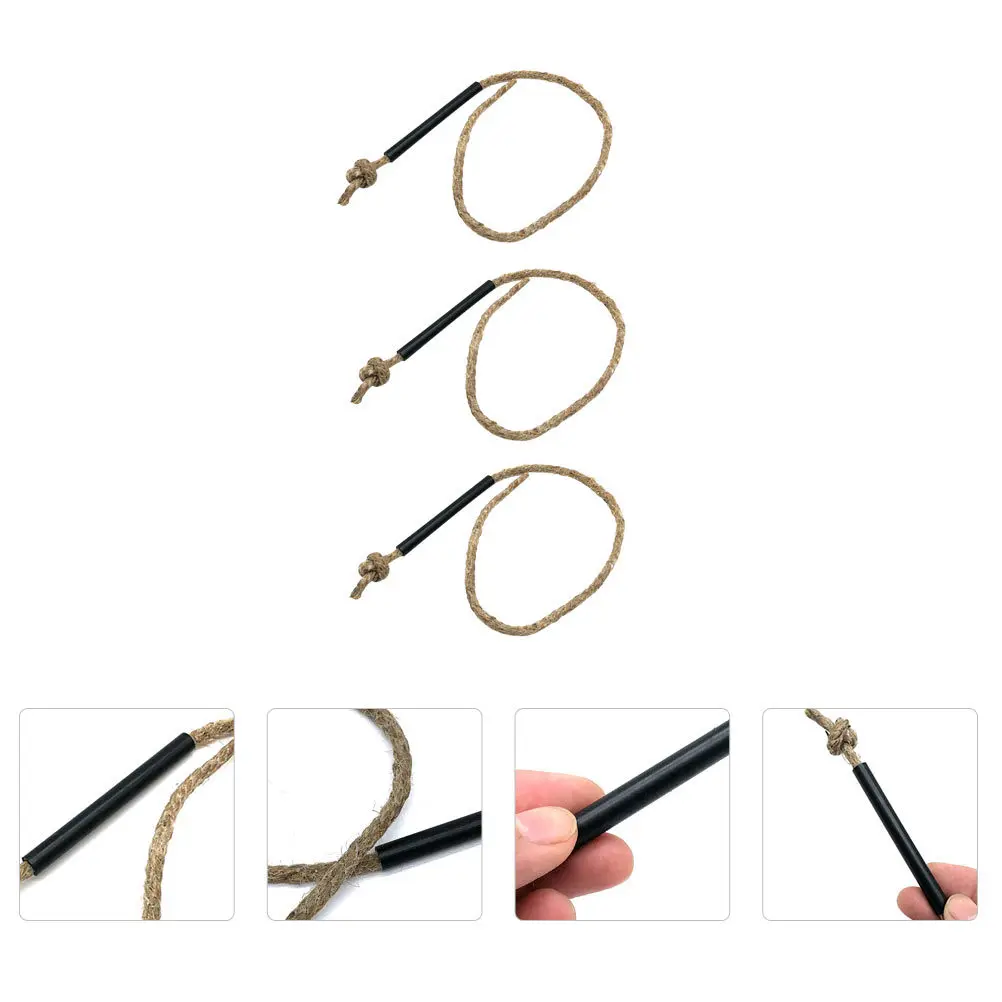 3pcs Fire Starter Rope Waxed Natural Hemp Cord For Camping Hiking Outdoor Grill Flame Ignition Tool Safety Emergency Use