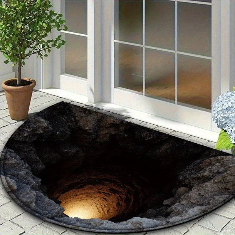 3D Vision Trap Bodenmatte Kristall Samt Wohnzimmer Dekoration Halbrunder Teppich Hause Eingang Fußmatte Eingang Türmatten