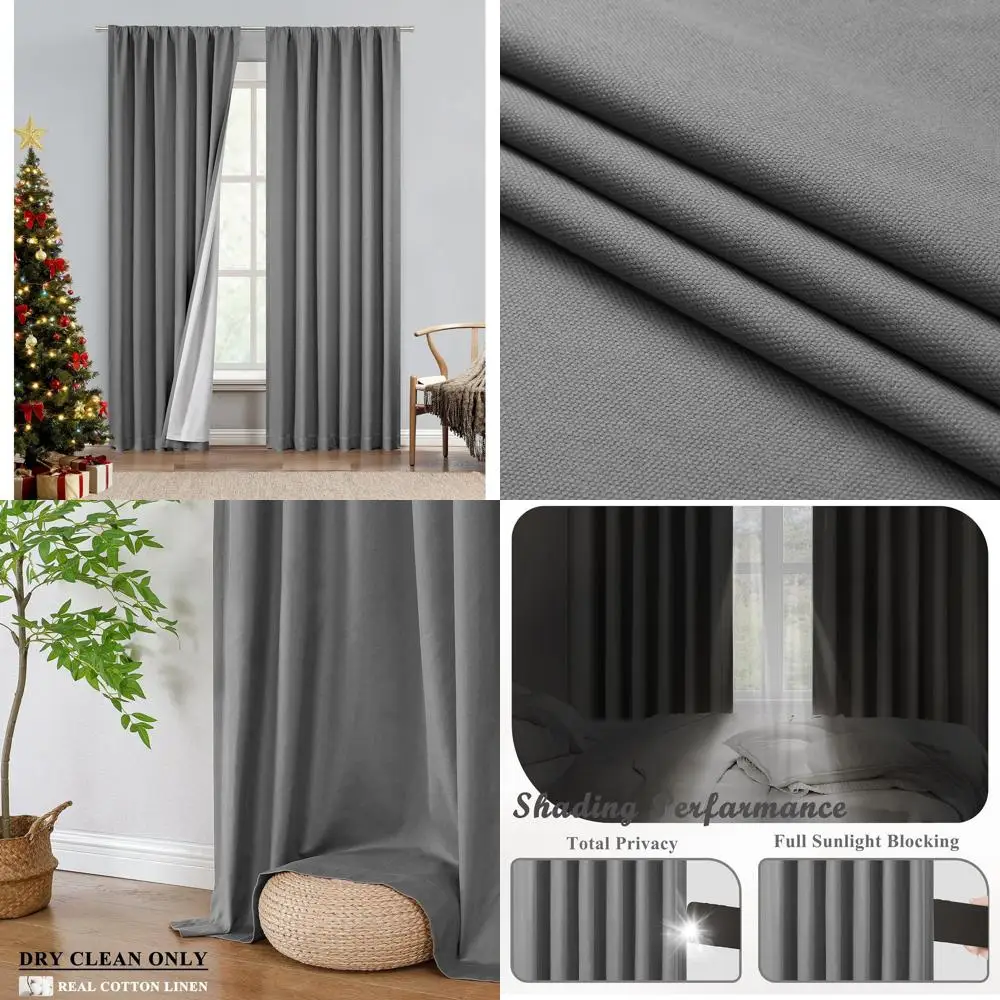 

Затемняющие шторы из смеси хлопка и льна, 50x84, темно-серые, стиль фермерского дома, энергоэффективные, 84-карманные стержни