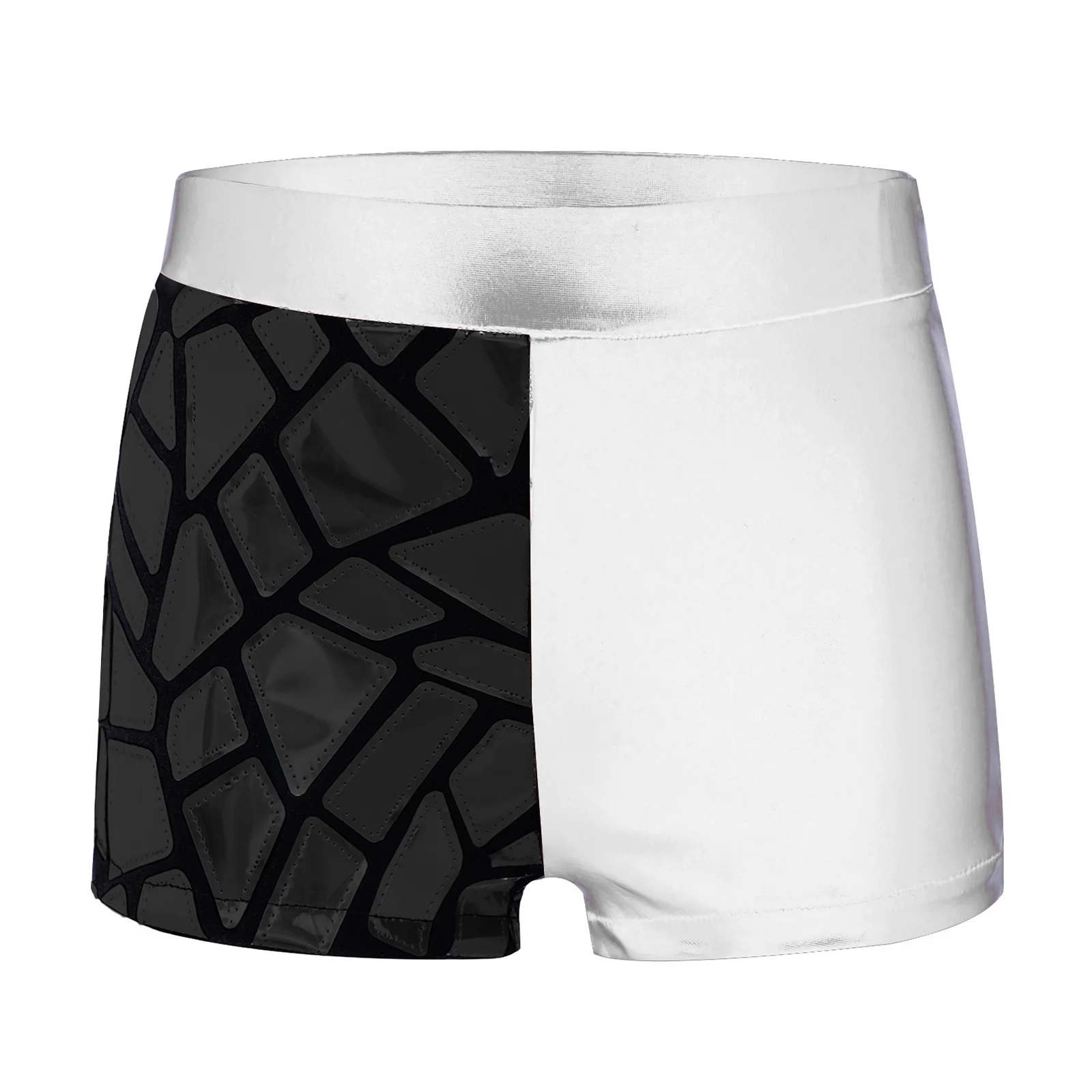 

Girls Asymmetric Dance Shorts Gymnastics Costume Shiny Sequins Modified Metallic Shorts for Ballet Jazz Latin Dance Performance