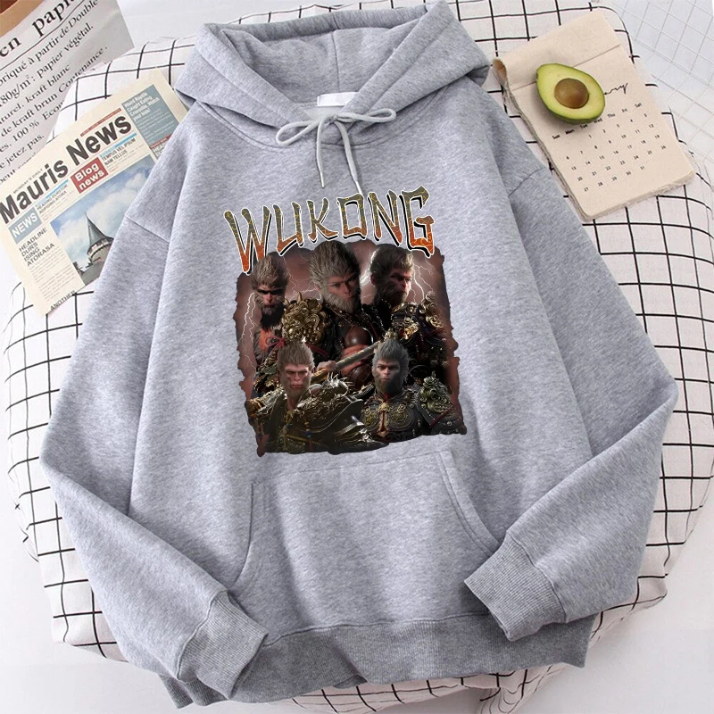 

Hot Game Black Myth: Monkey Printed Hoodie Men Women Autumn Winter Fleece Long Sleeves Pullover Round Neck Casual Hoodies