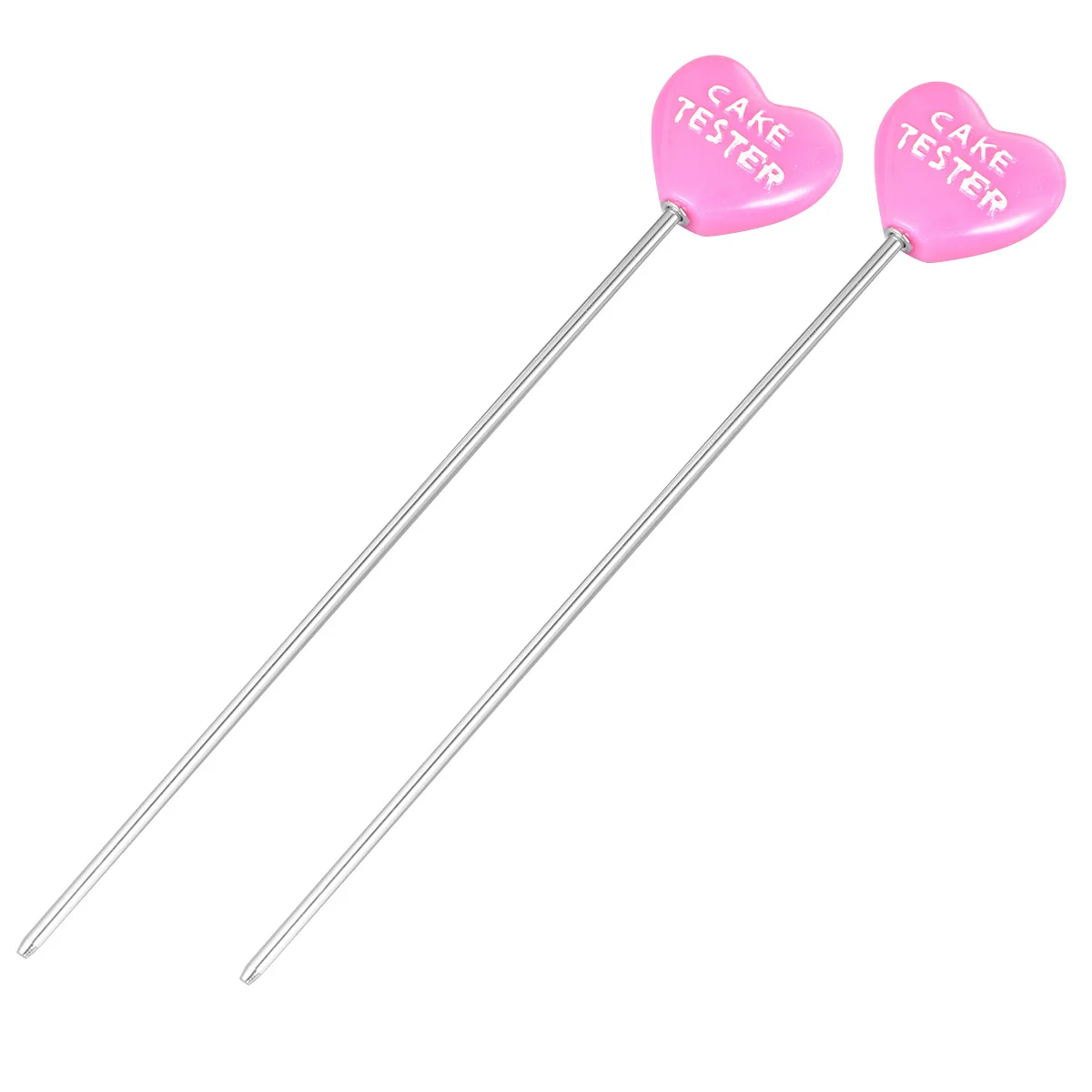 

2Pcs Stainless Steel Cake Tester Anti Slip Wash Baking Tool for Cakes Bread Muffins Heart Pattern Cake Tester