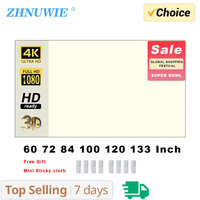 ZHNUWIE Projector Screen White Grid Anti-Light 16:9 Projection Screen For Home 72 84 100 120 133 Inch Portable Reflective Cloth