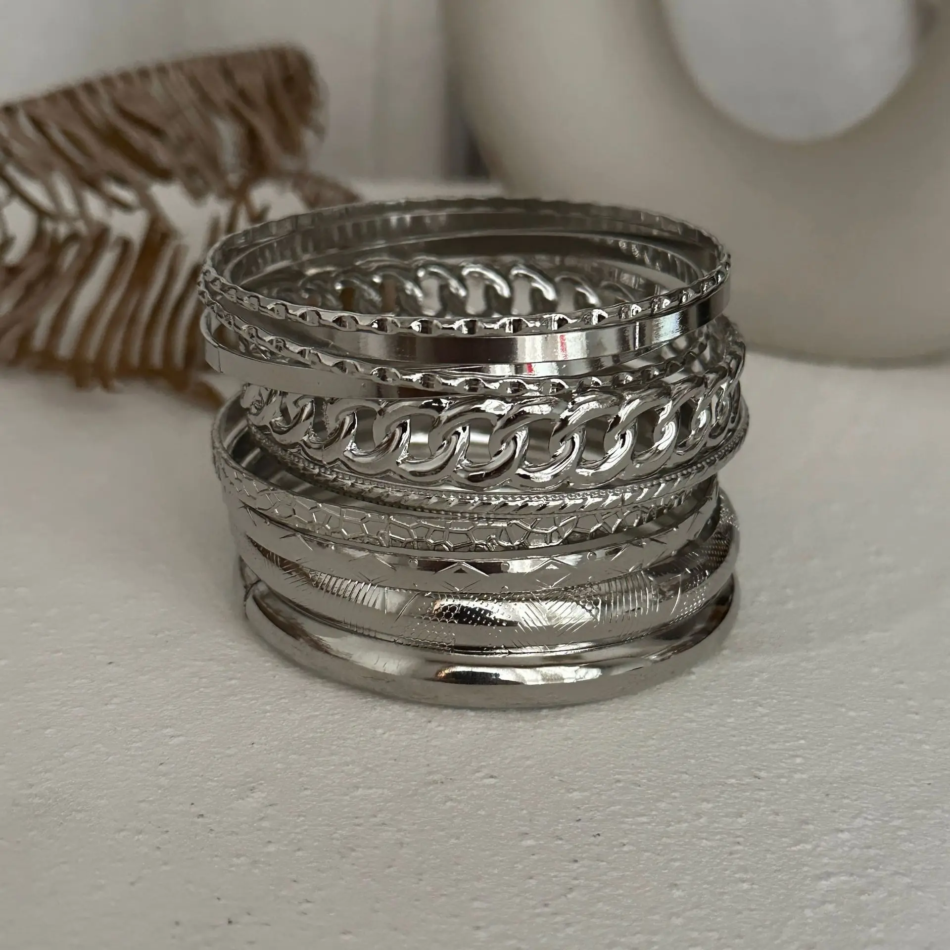 10-Piece Punk Multilayer Bracelet Set 5