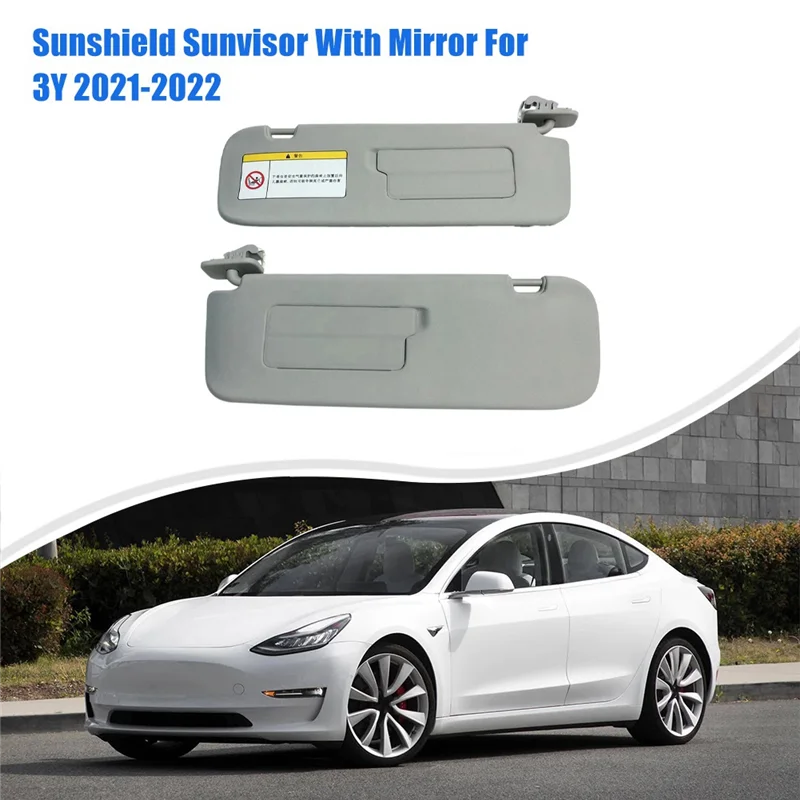 Car Sunshield Sunvisor with Mirror Interior Sun Visor for Tesla Model 3/Y 2021-2022 1490406-31-A