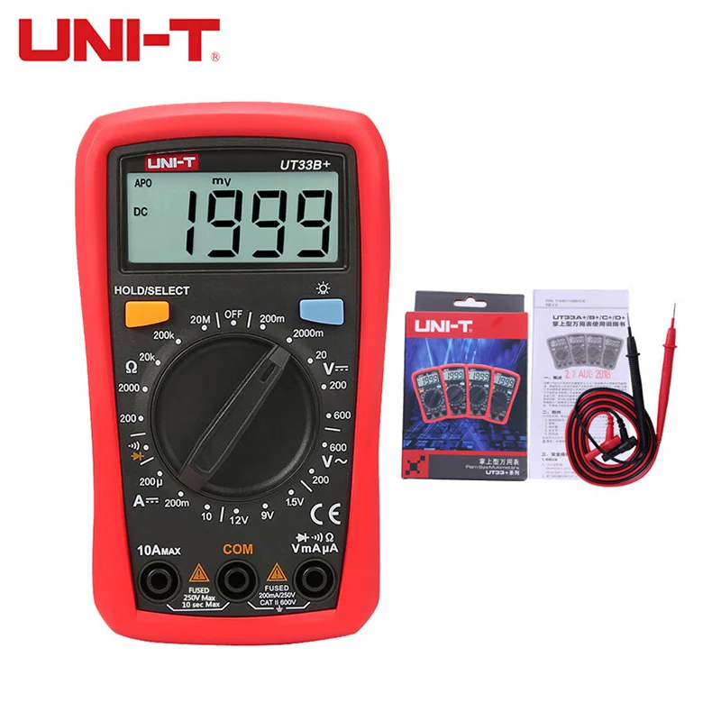 UNI-T UT33B+ Digital Multimeter Manual Range Professional Smart AC DC 200mV~600V Voltage Meter Current Tester Resistance Meter