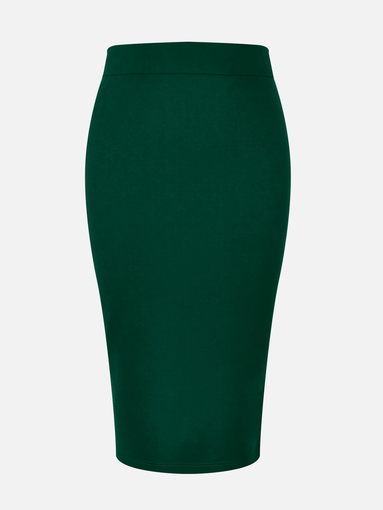 Summer Women Dark Green High Waist Pencil Midi Skirt Bodycon Office Work Elegant Back Slit Bottoms