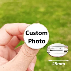 Custom Pin Backpack Badges Personalize Photo Logo Baby Patterns Glass Cabochon Brooches for Men Women Gift