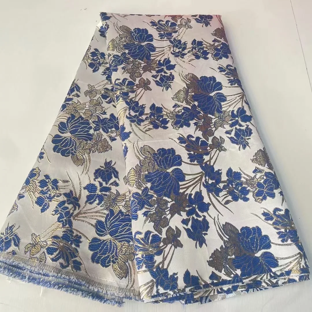 

African Tulle Lace Fabrics 5 Yards 2023 Nigerian Gild Jacquard Brocade Lace High Quality For Party Wedding Cloth
