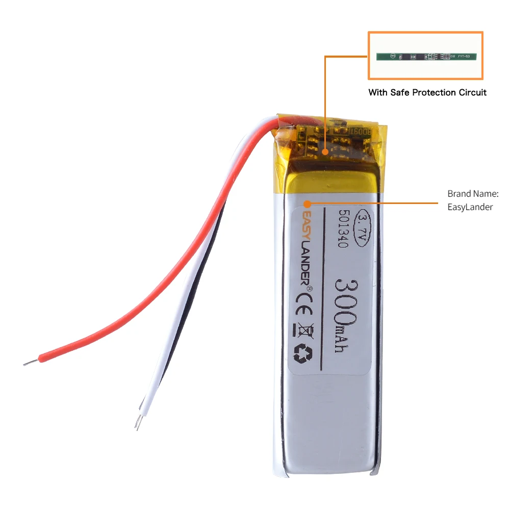 3-przewodowy 501340 300mAh polimerowy akumulator litowo-jonowy do TWS słuchawki Bluetooth zestaw słuchawkowy House twsej02 lm