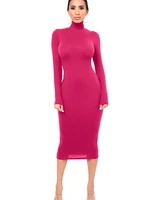 Hiver noir col roulé Sexy femmes robe automne à manches longues maigre Midi Boydcon décontracté bleu peluche genou longueur fête Club 3