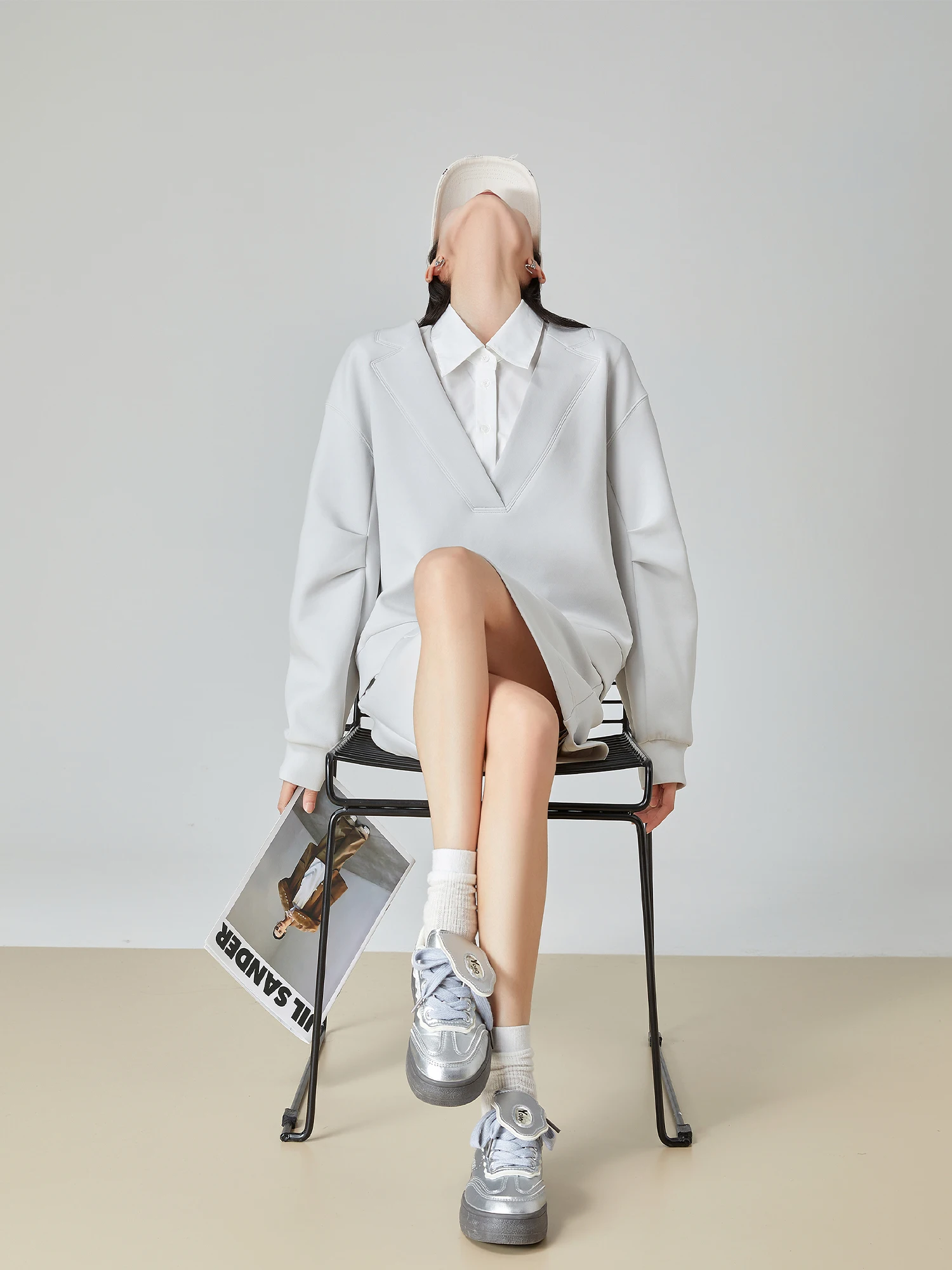 

Ey V-Ne Long Sve Комплект свитшотов Женский повседневный свободный крой Spor Комплект из двух предметов Осенний новый Sle High Sensation