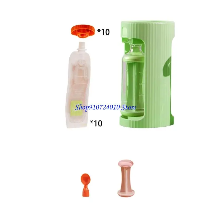 ماكينة صنع أكياس طعام الأطفال 77HD مع 10 أكياس قابلة لإعادة الاستخدام لتخزين الهريس محلي الصنع