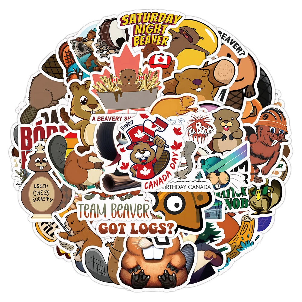 10/30/52pcs Funny Canadian Beaver Cartoon Stickers Animal Graffiti Decal Scrapbooking Bike Phone Skateboard Toy Sticker for Kids