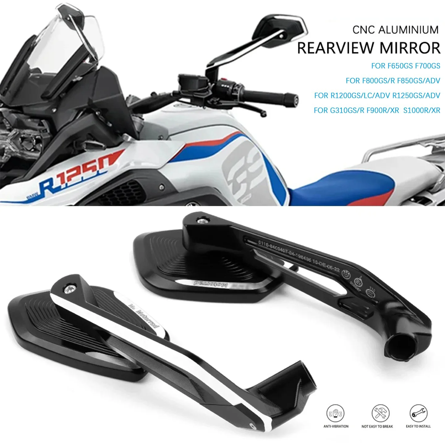 Specchietto retrovisore per R1300GS R1250GS ADV S1000XR F900R/XR F850GS F650GS ​   F700GS ​   Specchietti retrovisori laterali per G310GS R1200GS R1250 R/RS