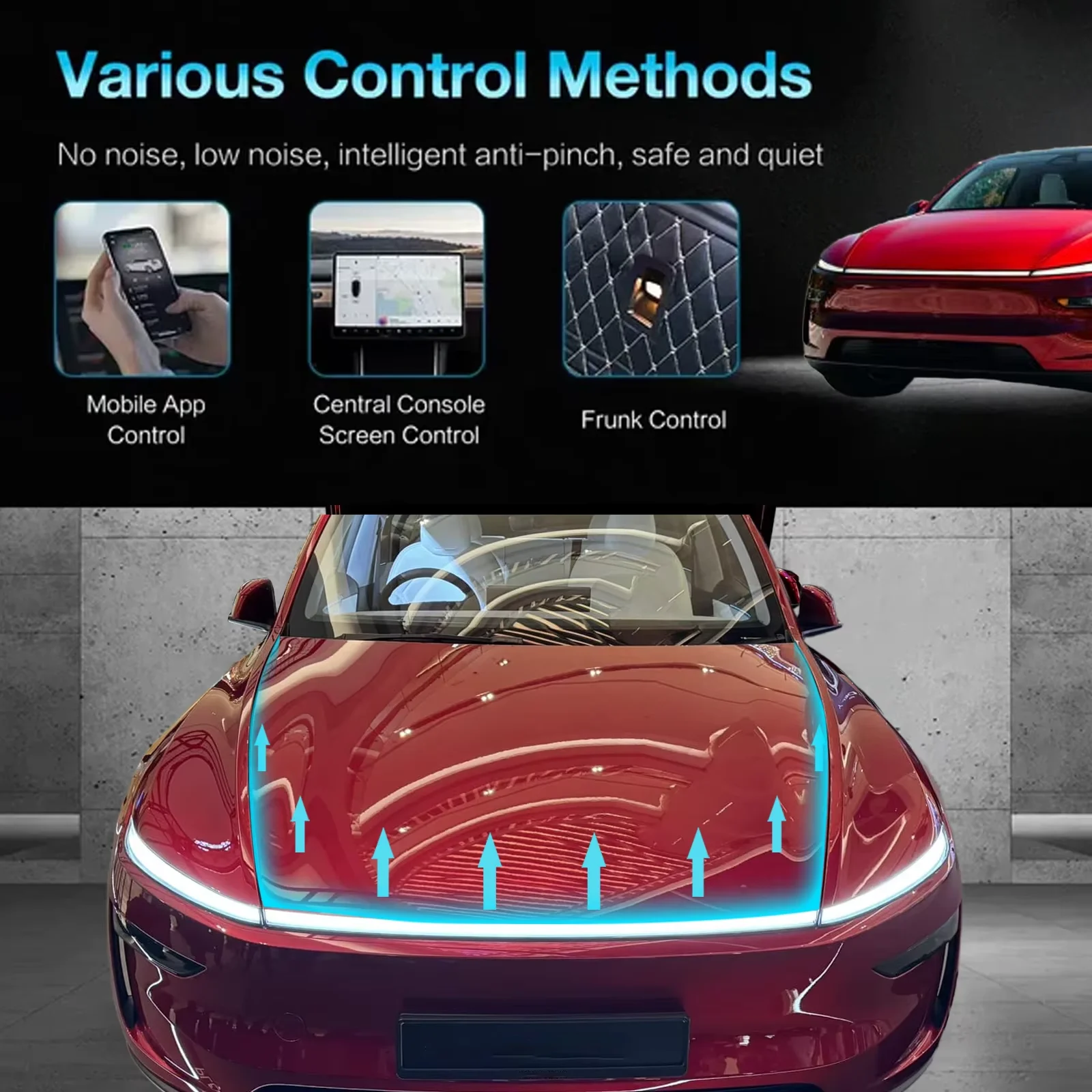 

V8 Intelligent Power Frunk Silent Front Trunk Electric Suction Lock for Tesla Model 3/3 Highland Y/New Y Juniper Car Accessories