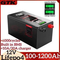 12V 12.8V 100Ah 200Ah 300Ah 400Ah 500Ah 600Ah 800Ah 1000Ah lithium lifepo4 solar inverter camping battery with Bluetooth bt BMS