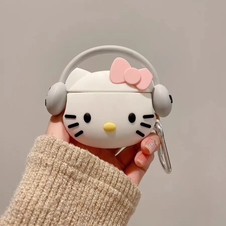 Merhaba Kitty Airpods durumda 1/2/3/pro Kawaii Hello Kitty şeyler silika jel Bluetooth Airpods durumda 1/2/3/pro kızlar aksesuarla