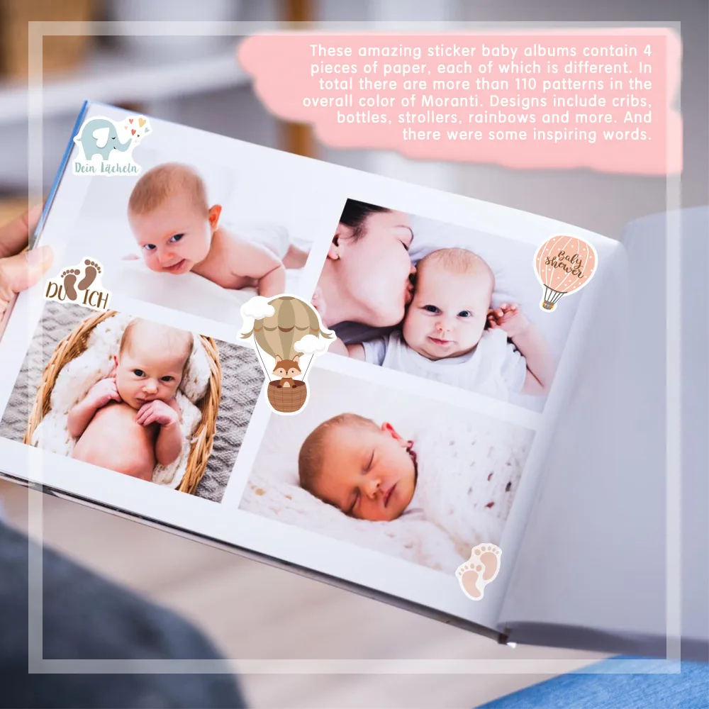 110 sztuk/4 arkusze niemcy naklejki do scrapbookingu dla dzieci naklejka dla malucha dla dziewczynki chłopiec noworodka Baby Shower DIY rzemiosło,