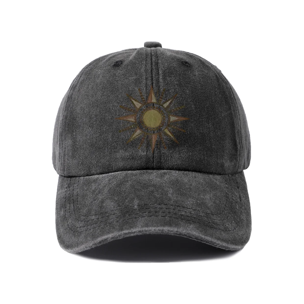 Celestial Sun Compass Graphic Baseball Cap, Vintage Washed Adjustable Unisex Dad Hat, Streetwear Gift