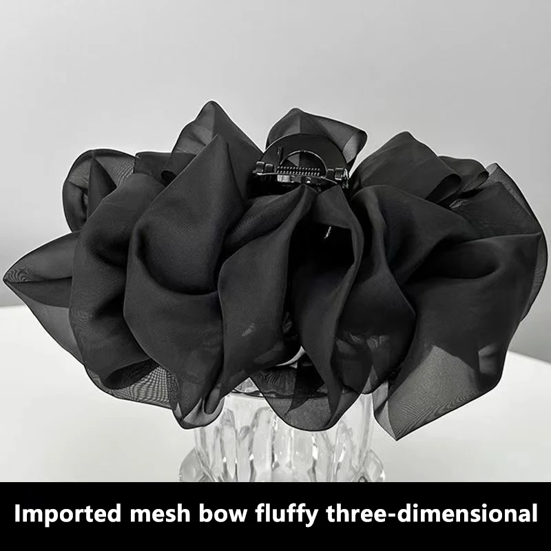 Large Bow Mesh Hairpin Temperament Elegant Women Hair Claw Clips Princess Headdress Fashion Grab Clip Female Hair Accessories