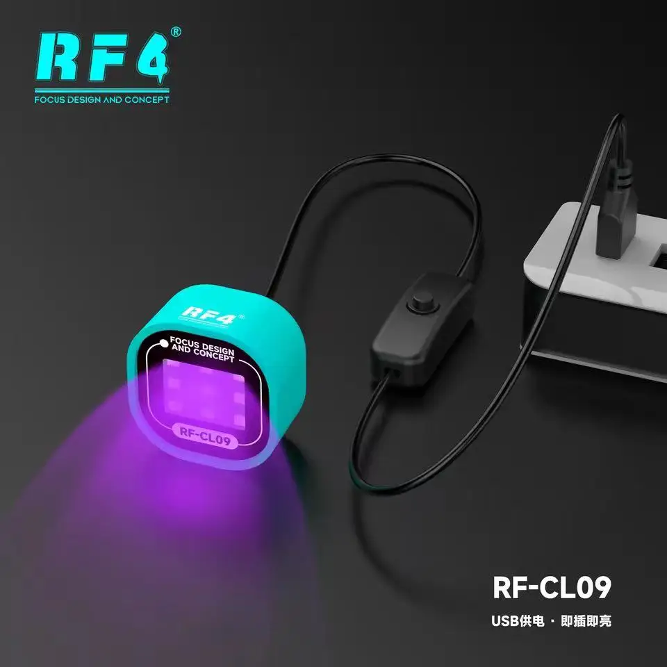 

RF4 RF-CL09 USB УФ-лампа для ремонта мобильных телефонов, светочувствительный клей, отверждаемый с девятью яркими бусинами
