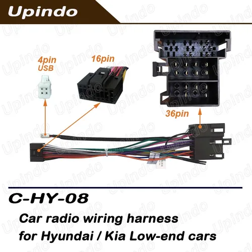 Imagen 2 del producto Cable adaptador de arnés de cableado de Radio Android para coche de 16 pines para Hyundai Elantra Accent Azera i10 i20 i30 ix55 Tucson KIA Carens Picanto
