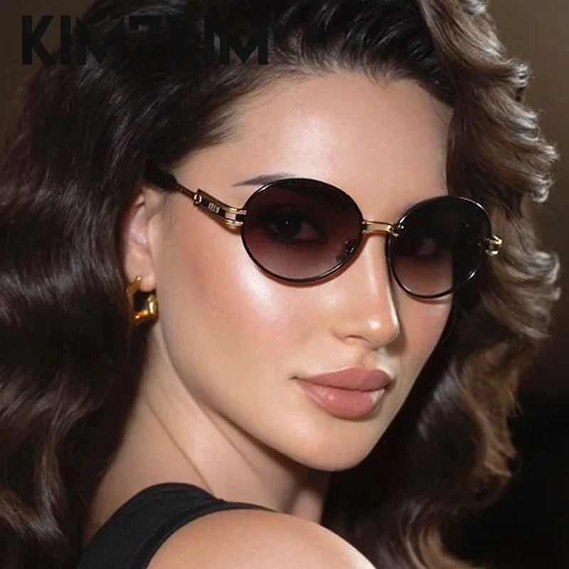 

Small Frame Oval Sunglasses Women 2025 Luxury Brand Y2K Punk Metal Sun Glasses For Ladies Vintage Shades Trendy Eyewear UV400