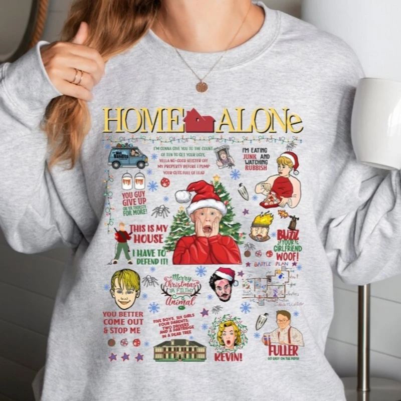 

Home Alone Sweatshirt Christmas Movie Party Funny Pullover Casual Fashion Soft Comfortable Autumn and Winter Thermal Hoody Tops
