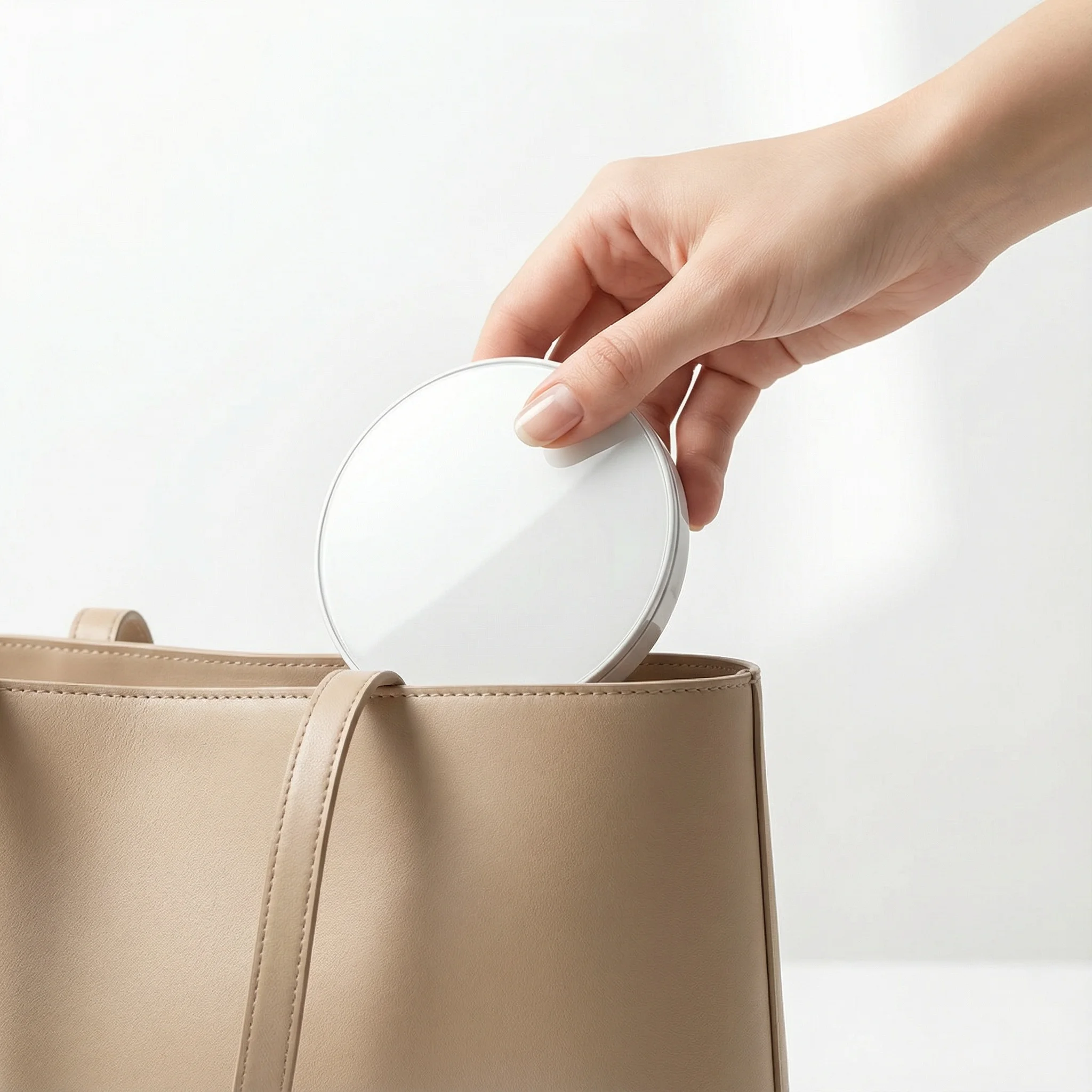 Przenośny tester filtrowania UV z lusterkiem, ręczne lusterko do makijażu, idealne w podróży, do wizualnej kontroli ochrony przed słońcem i pielęgnacji twarzy.