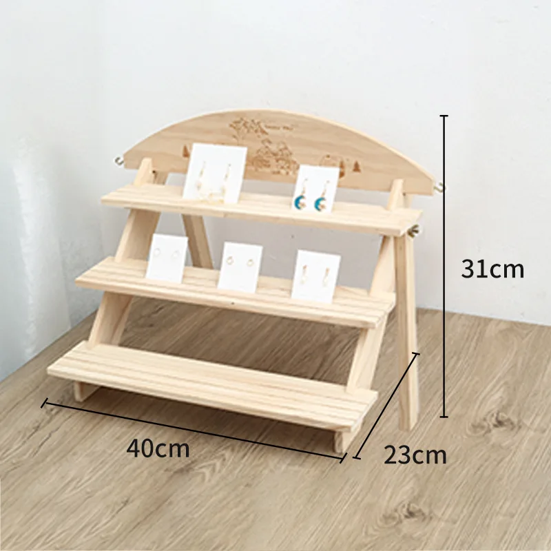 Wooden Storage Rack Flower Rack Desktop Durable Trapezoidal Cosmetics Finishing 2/3/4/5 Tiers Foldable Shelf Storage Household