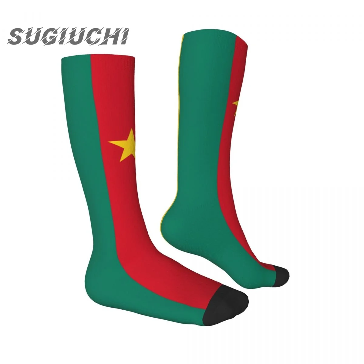 Cameroon Vlag Polyester 3d Bedrukte Sokken Voor Mannen Vrouwen Casual Hoge Kwaliteit Kawaii Sokken Straat Skateboard Sokken