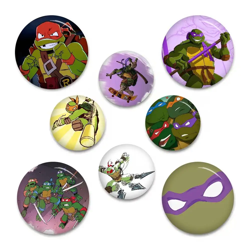 Anime N-Ninja Turtles Niedliche Cartoon-Broschen Anime-Abzeichen Runde handgemachte Brosche Anstecknadeln Schmuck für Rucksack Kleidung Geschenke