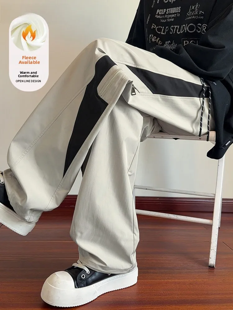 

Мужские повседневные брюки прямого кроя American Sle Patchwork Thiened Fce Lined, осенне-зимние, с цветными вставками, спортивные