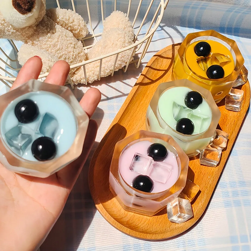 Boba Tea Food Squishies Toys Soft Kawaii Squeeze Stress Relief Sensory Toys for Kids Milky Tea Bubble Squishies Fidget Toys