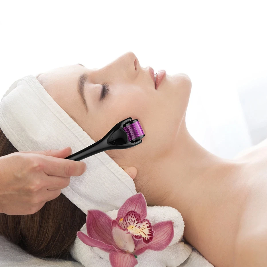 0.25MM 540Pin Acciaio inossidabile Nero Microneedling Cura della pelle del viso Uso domestico per strumenti di massaggio di bellezza del viso