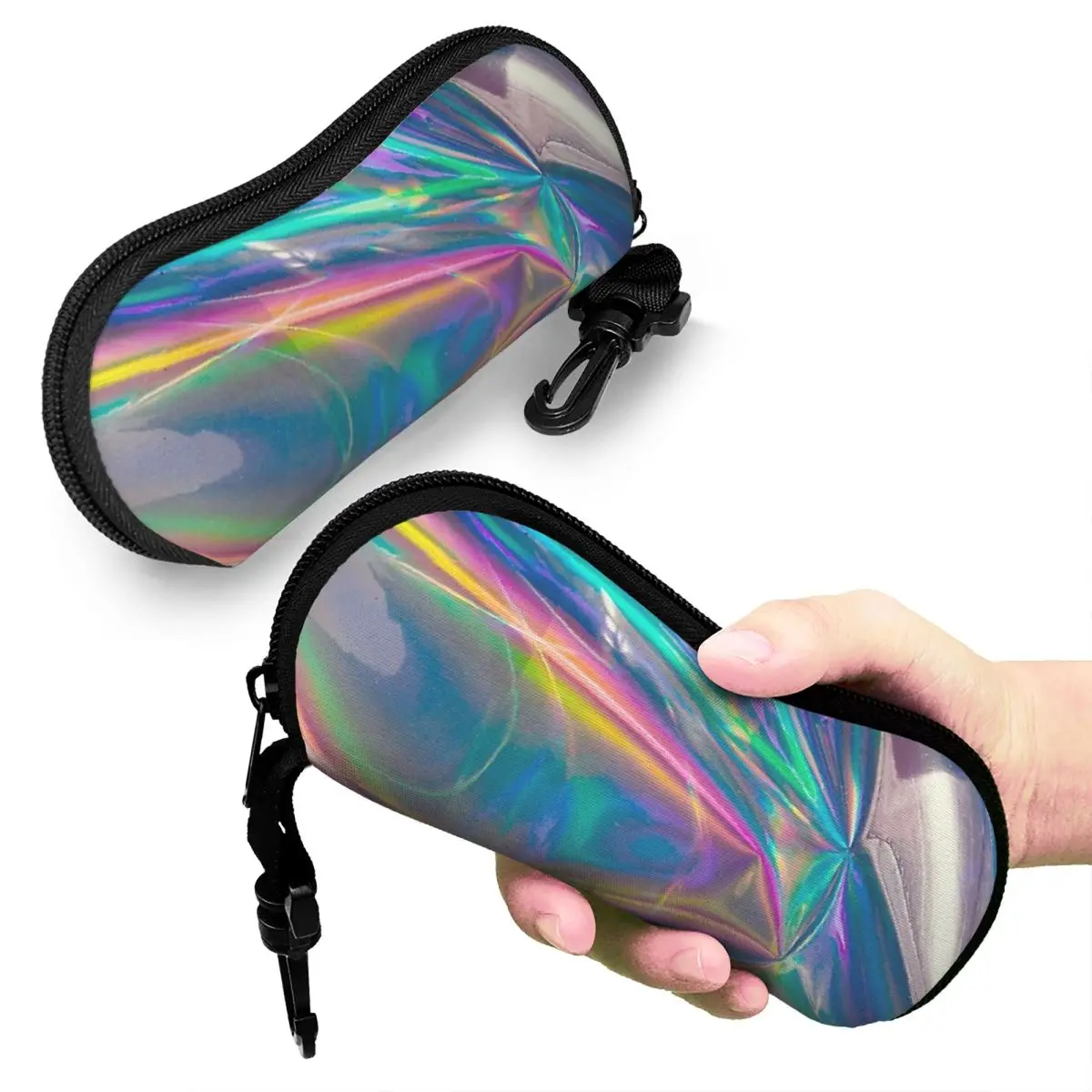 

Holographic Shell Glasses Case Protective Sunglasses Box Women Men Soft Eyeglass Bag Pouch