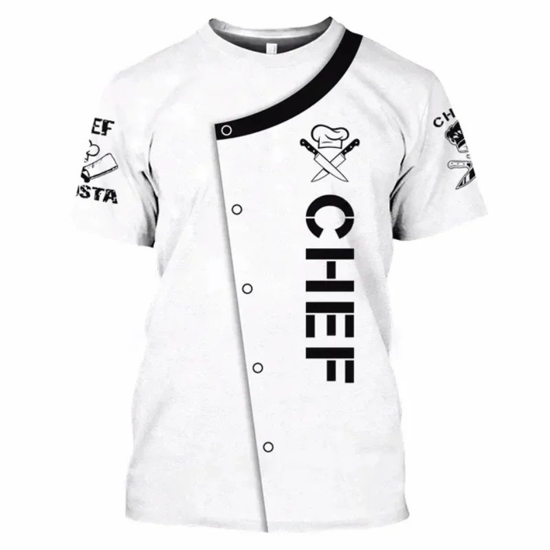 Summer Men\'s chefs T-shirts cook Clothing funny uniforms kitchen tees summer workwear cuisine professional filipina Tees Tops