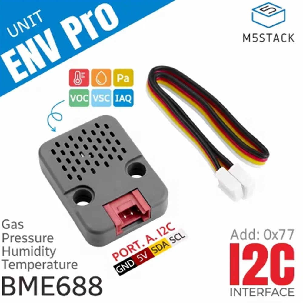 M5Stack  ENV Pro Unit with Temperature, Humidity, Pressure and Gas Sensor (BME688)