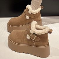 Women's Thick Bottom Fleece Lined Birkfoot Padded Flat Winter Snow Boots Casual round Toe High Top Warm Cotton Shoes