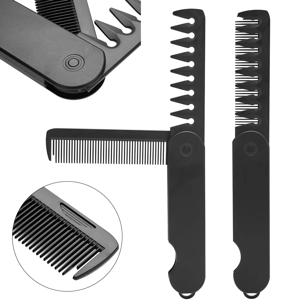 Cortadora de pelo de peluquero, peines plegables, plástico multifuncional, cabeza de aceite de diente ancho, peine para peinar la barba, herramientas de estilismo dos en uno, 1 ud.