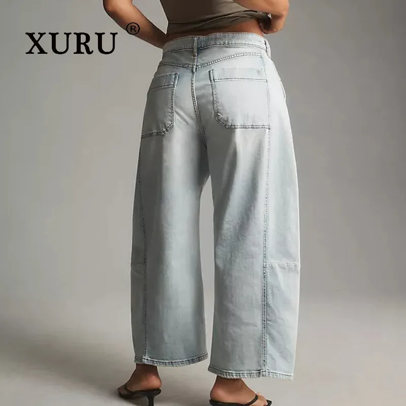 

XURU - New Women's Wide Leg Jeans, Y2k Clothes Look Thin, Versatile, High Waist, Loose and Long Jeans, Men's Pants