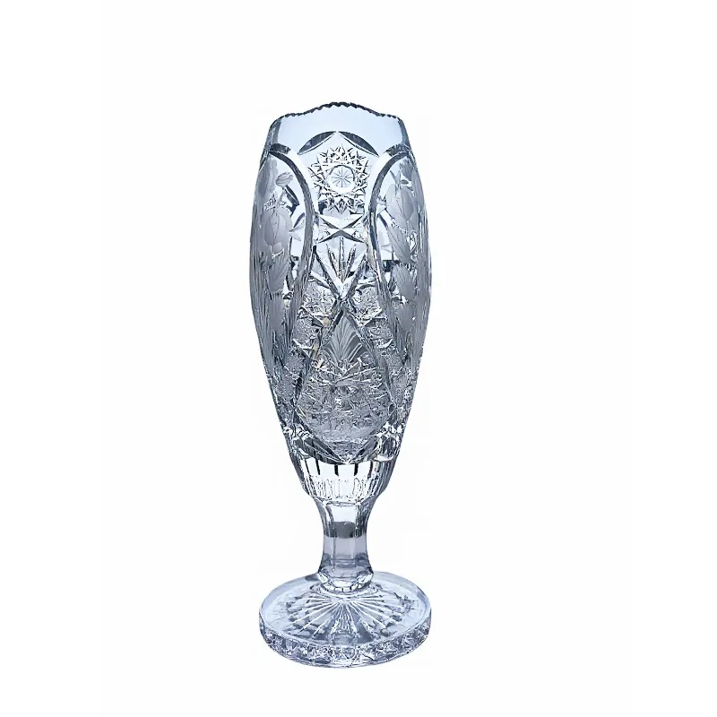 Handmade Luxury Crystal Vase - Art Deco Wedding Center, Floral Carving Home Decor, Elegant Hotel Table Display