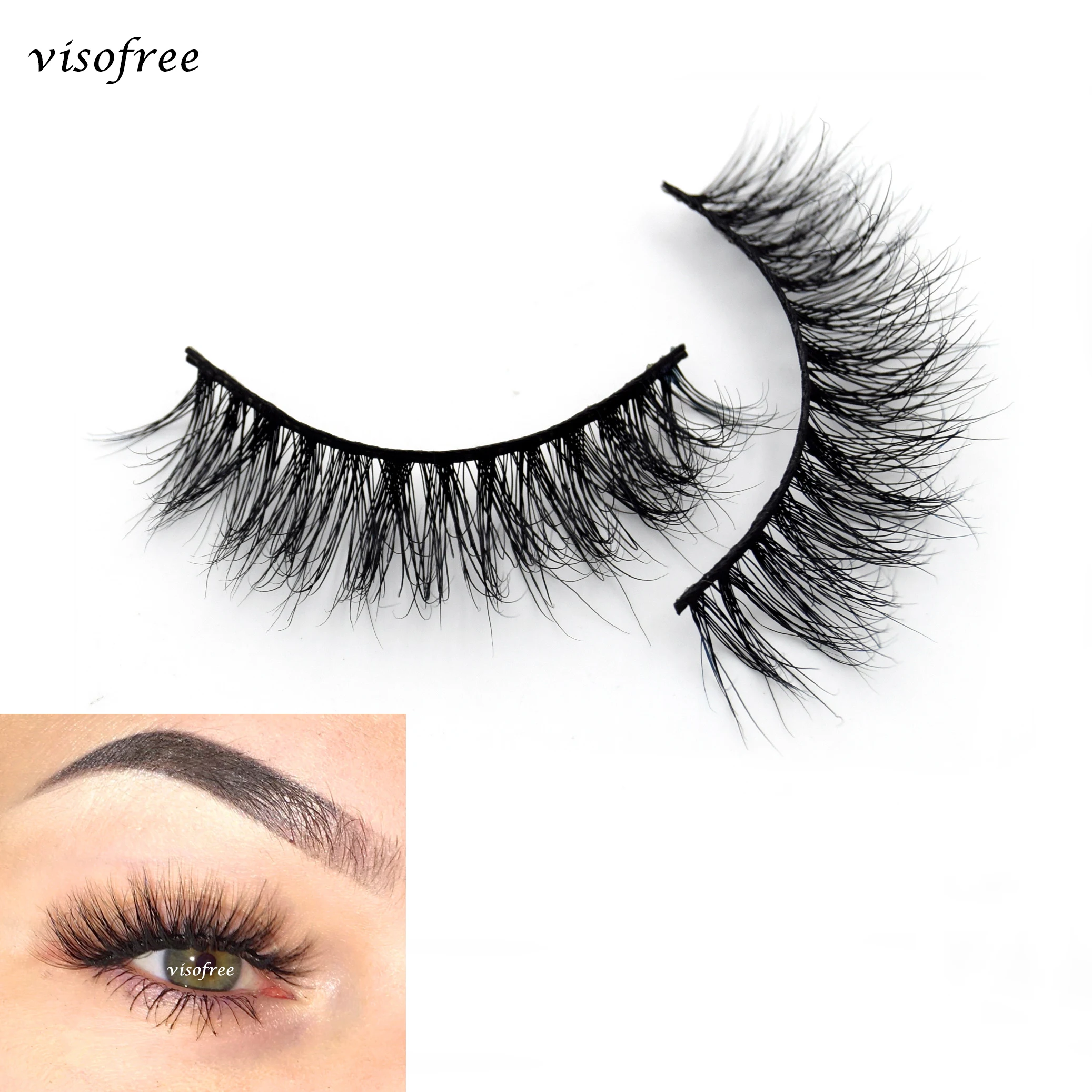 Visofree Mink Lashes False eyelashes Natural 100% Handmade False Eye Lashes Glitter Packing Makeup Long Sexy 3D Mink Lashes D02